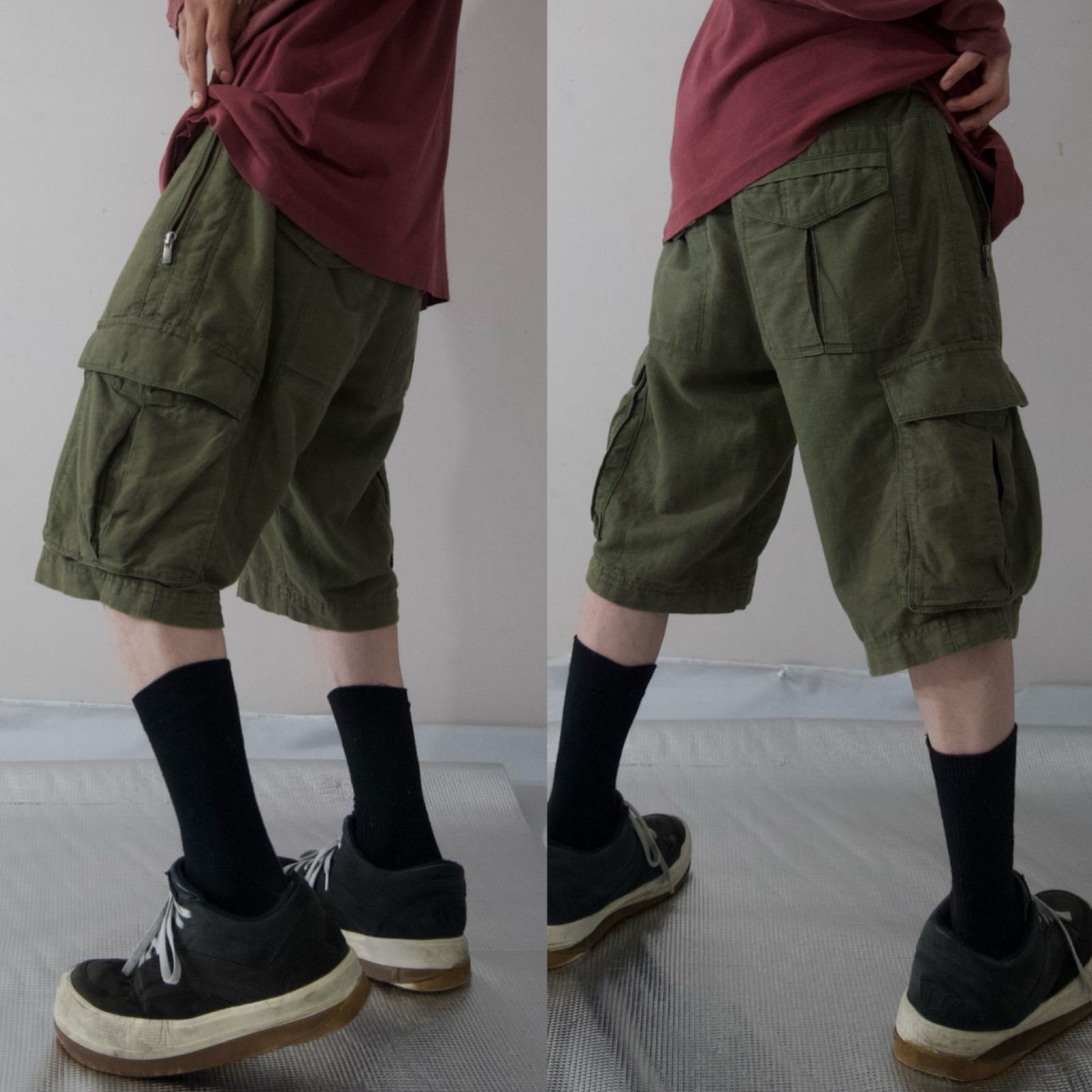 BLACKBARRETT by Neil Barrett Zipper Gimmick Linen Cargo Shorts ブラックバレット バイ ニールバレット  ジップ ギミック リネン カーゴパンツ ショーツ - メルカリ