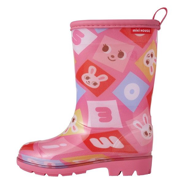  ミキハウス mikihouse レインブーツ 長靴 パズルブロック プッチー＆うさこ 17 cm ピンク 08 長靴 レインシューズ キッズシューズ