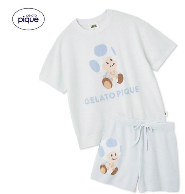 BLU キノピオ gelato pique ジェラート ピケ スーパーマリオ レディース キノピオ＆ヨッシージャガードプルオーバーショートパンツセット