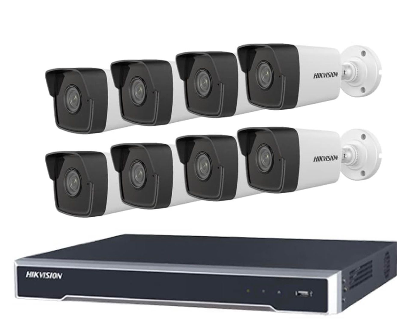 HIKVISION ハイクビジョン マイク内蔵 ネットワーク 防犯カメラセット 固定 カメラ 8台 選択 ＋ 8ch POE内蔵 ネットワークレコーダー HDD 2TB 付き 屋外 用 8台