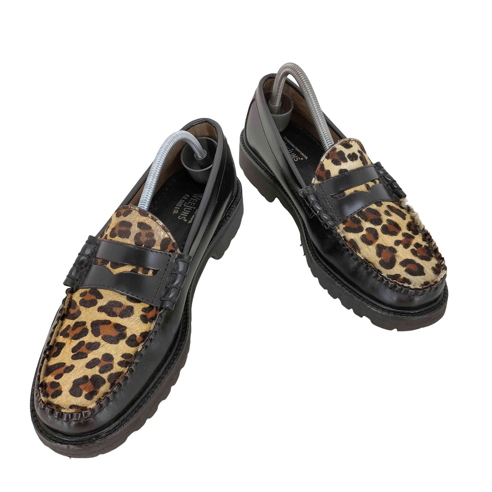 ジーエイチバス G.H.BASS WEEJUNS BLACK&LEOPARD RUG SOLE ハラコ