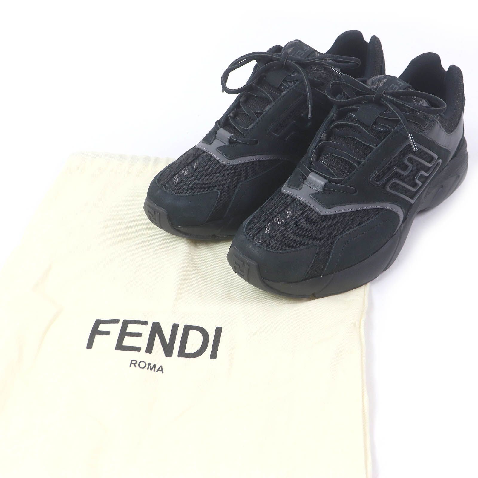 極美品○FENDI フェンディ 7E1555 FASTER TRAINERS スウェードレザー