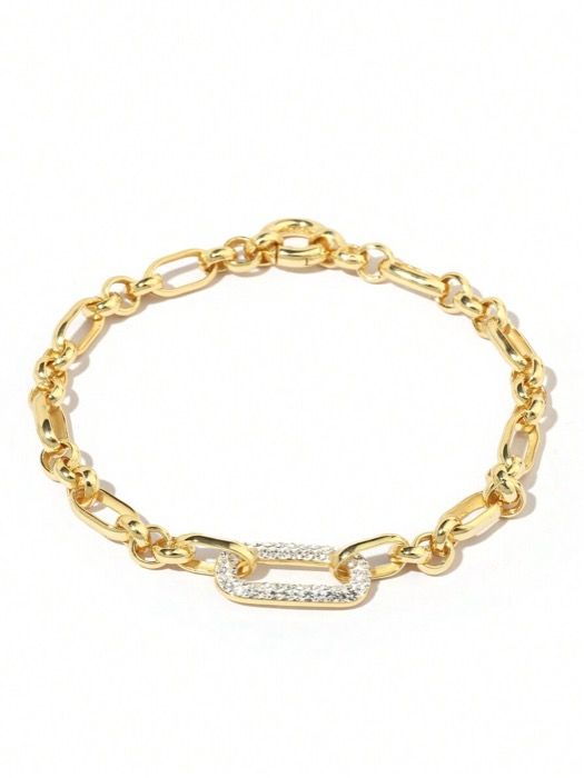 ジュエリー レディース ブレスレット チェーン 925スターリングシルバー 18Kゴールドメッキ クリスタル マリナー-ペーパークリップデザイン ブレスレット