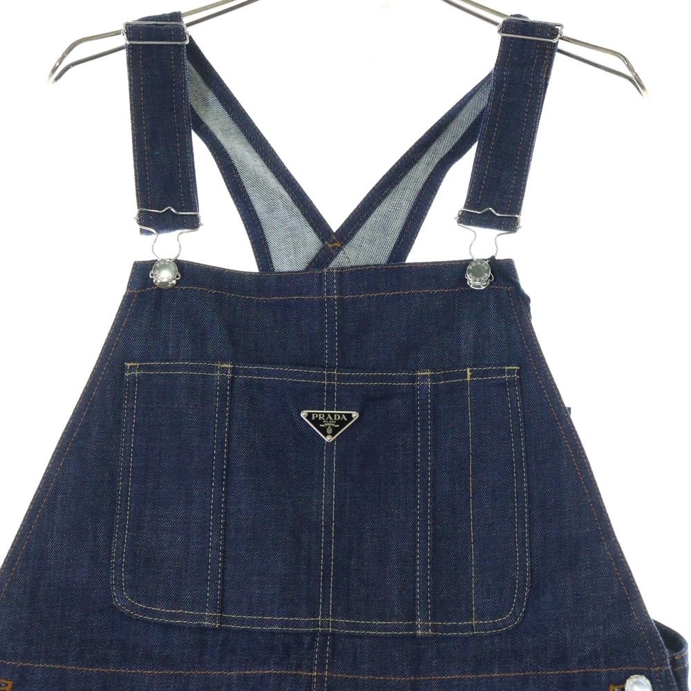 美品　プラダ　オーバーオール　三角ロゴプレート PRADA (プラダ) 24AW トライアングルロゴ 三角プレート セルビッジ