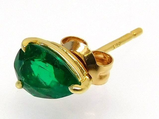 3F エメラルド 0.548ct ピアス 片方のみ K18 YG イエローゴールド レディース 鑑別付き 7A7I