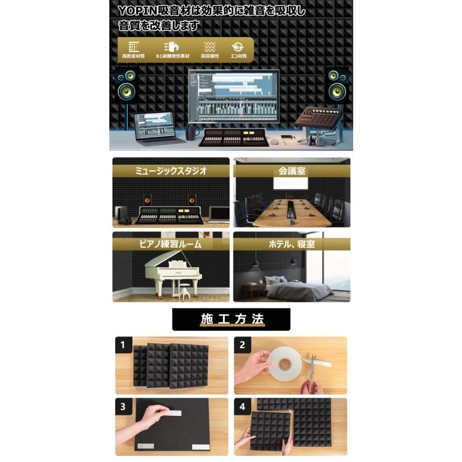 吸音材 30 30 5cm 厚 密度25kg m 3 ウレタンフォーム 吸音対策 室内装飾 楽器 消音 騒音 防音 吸音パネル 両面テープ付き