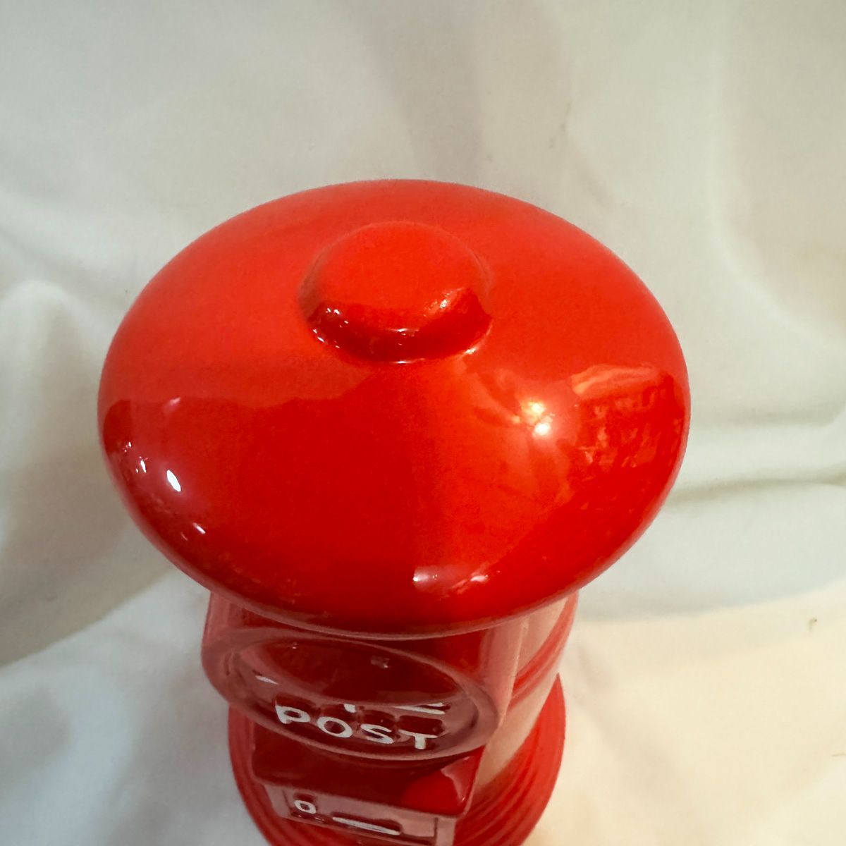 中古○郵便ポスト 貯金箱○陶器製 赤 昭和レトロ ヴィンテージ