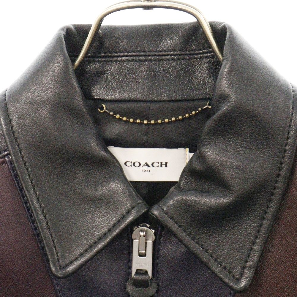 COACH (コーチ) 1941 パネル切り替え シープ カウ レザー ジップアップ