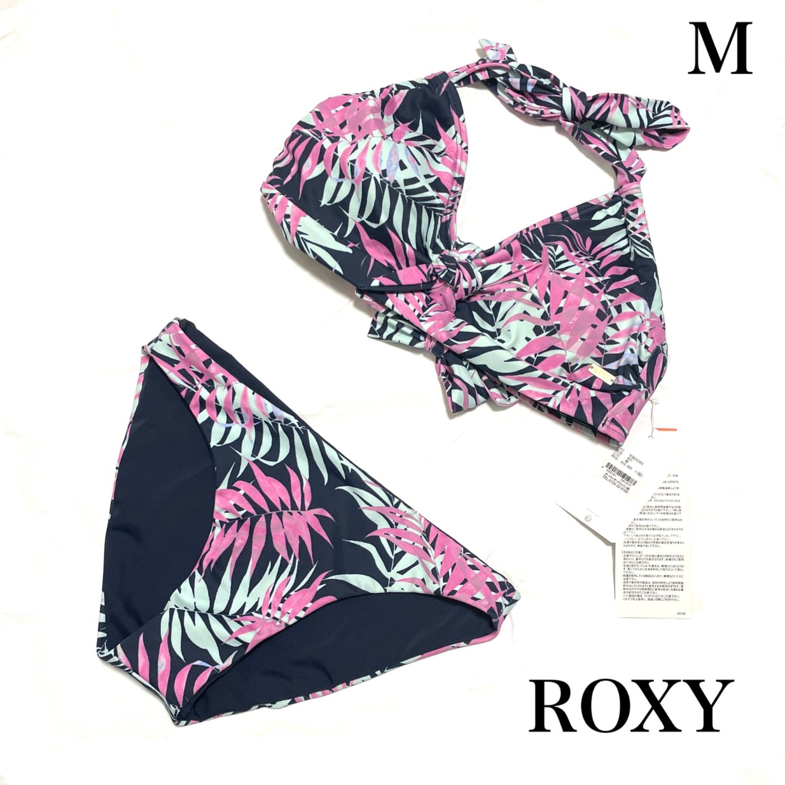 新品】ROXY 水着 ビキニ M ネイビー ピンク ロキシー リバーシブル