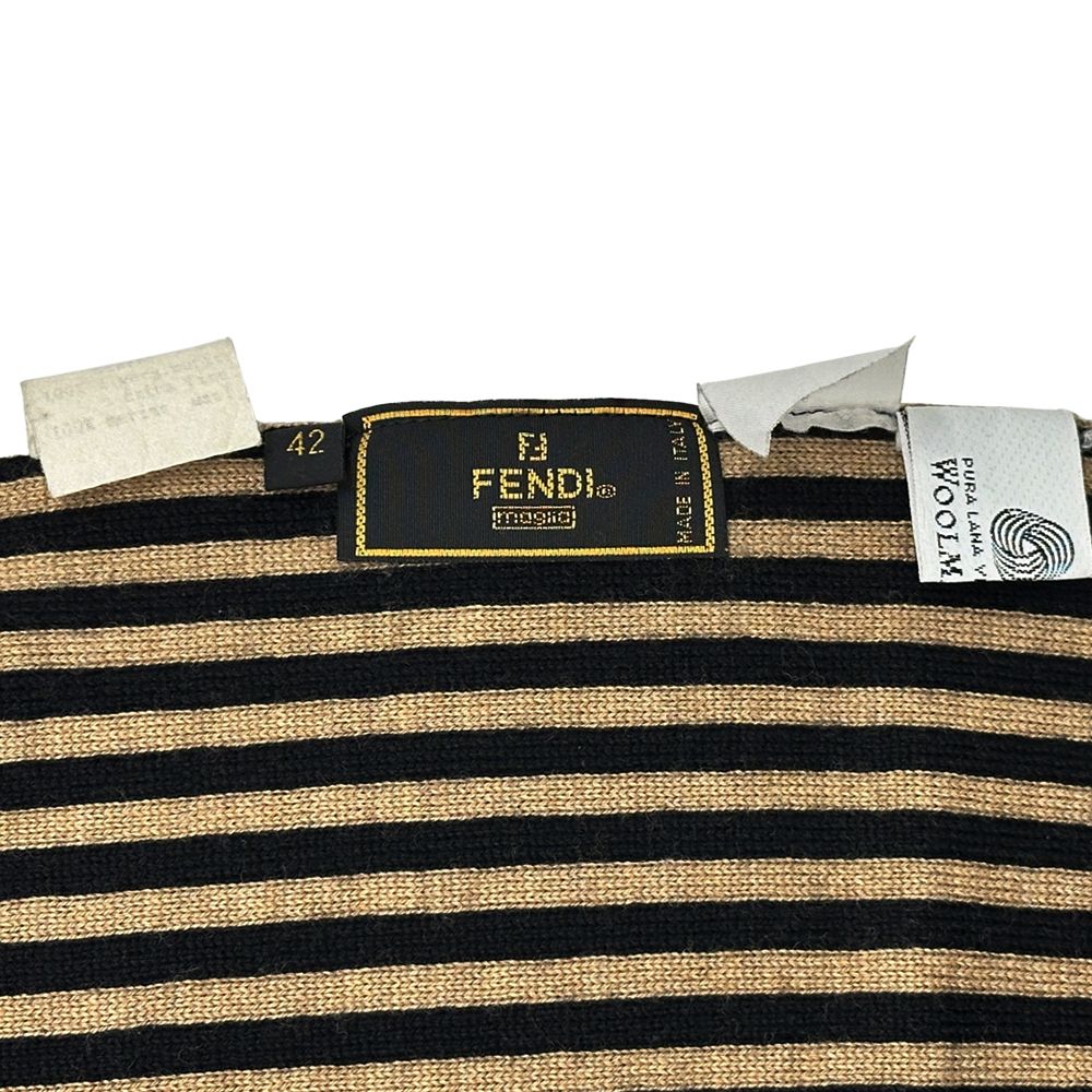 FENDI フェンディ マフラー ズッカ チェック フリンジ ブラウン