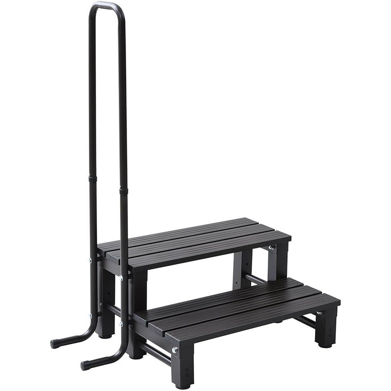 ガーデンマスター] 取っ手付きアルミ2段踏み台 幅64.6(取っ手を含む