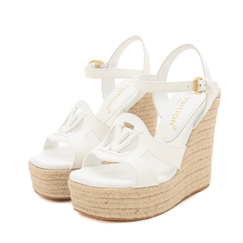 Louis Vuitton ホワイトウェッジサンダル ルイ・ヴィトン イソラライン ウェッジソール サンダル ホワイト