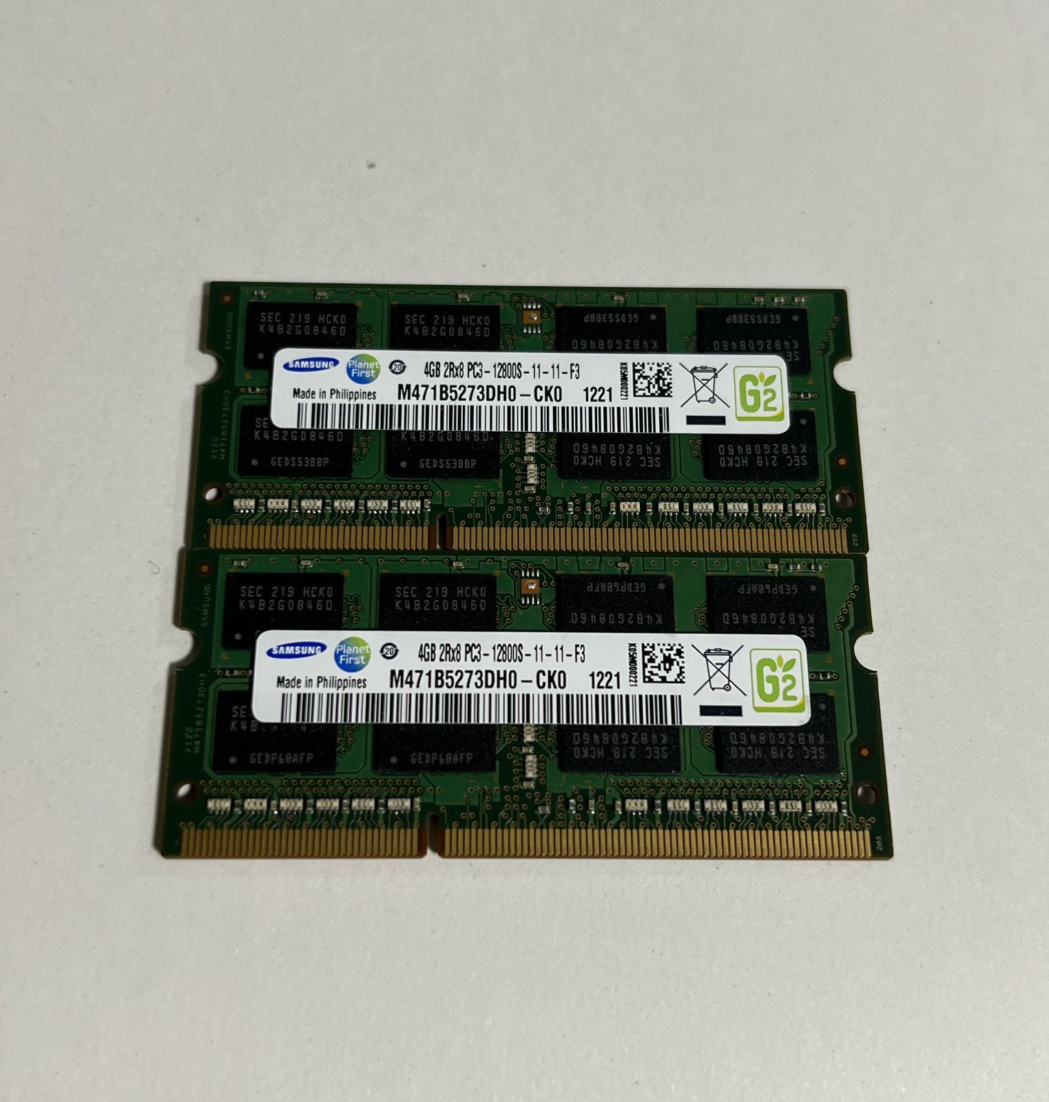 SAMSUNG 4GB×2枚 計8GB DDR3 PC3-12800S ノートPC用 増設メモリ② SAMSUNG Memory 8GB 2Rx8 PC3L-12800S-11-13-F3 RAM M471B1G73EB0-YK0
