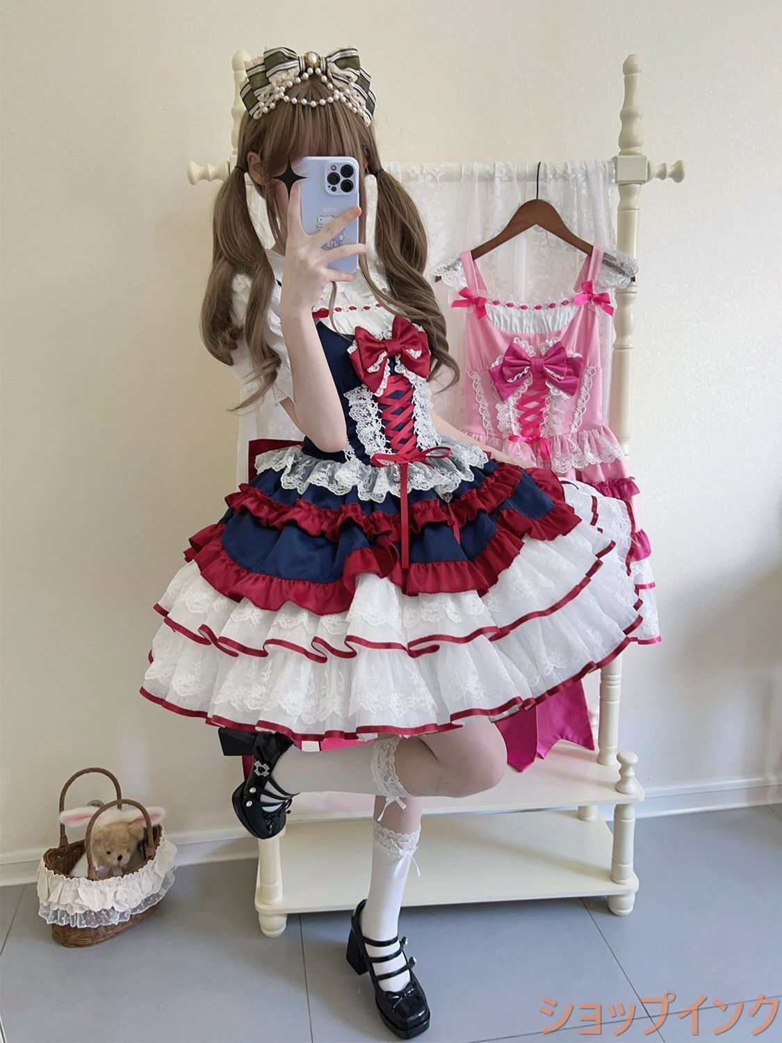 2025年新春デザイン 白雪姫風 ロリータジャンパースカート JSK フリル付き 甘ロリ コスプレ衣装 S～Lサイズ対応 ウエスト調整 撮影会 推し活 イベント用 高品質 プレゼントにも最適