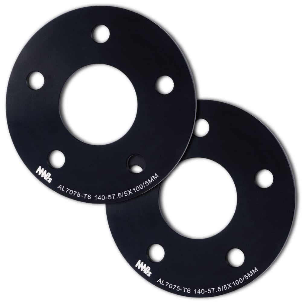 5mm 鍛造 100 5穴 5mm ホイールスペーサー MAQs アルミ スチール ホイール 単穴 2枚 ブラック