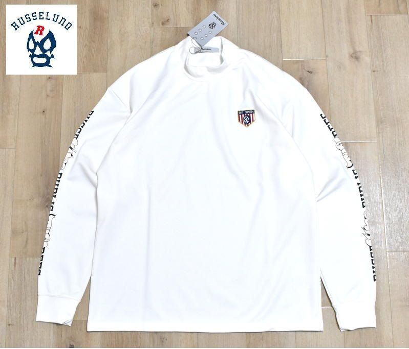 ラッセルノ ゴルフ スローアップ ロゴ LF モックネック 5 L 6 XL RS-2240613 ホワイト Russeluno Golf