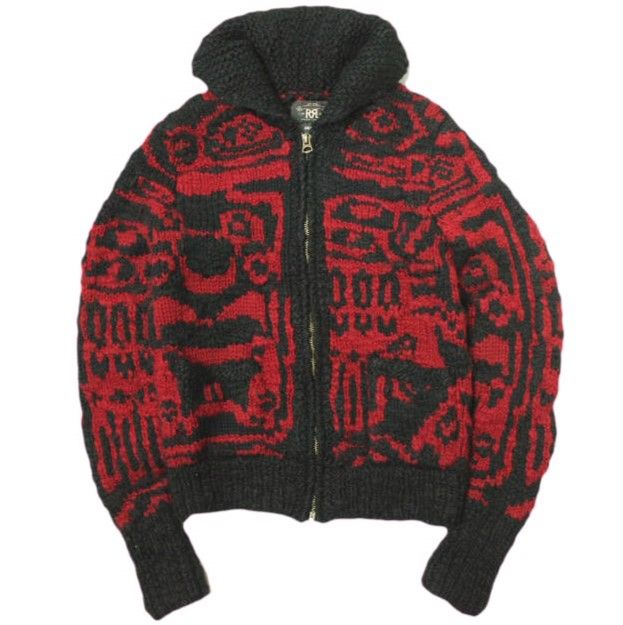 RRL ダブルアールエル HAND KNIT NATIVE SHAWL COLLAR CARDIGAN ハンドニット ネイティブショール カーディガン 782567487001 XS RED|BLACK Double RL ジップアップ カウチン トップス