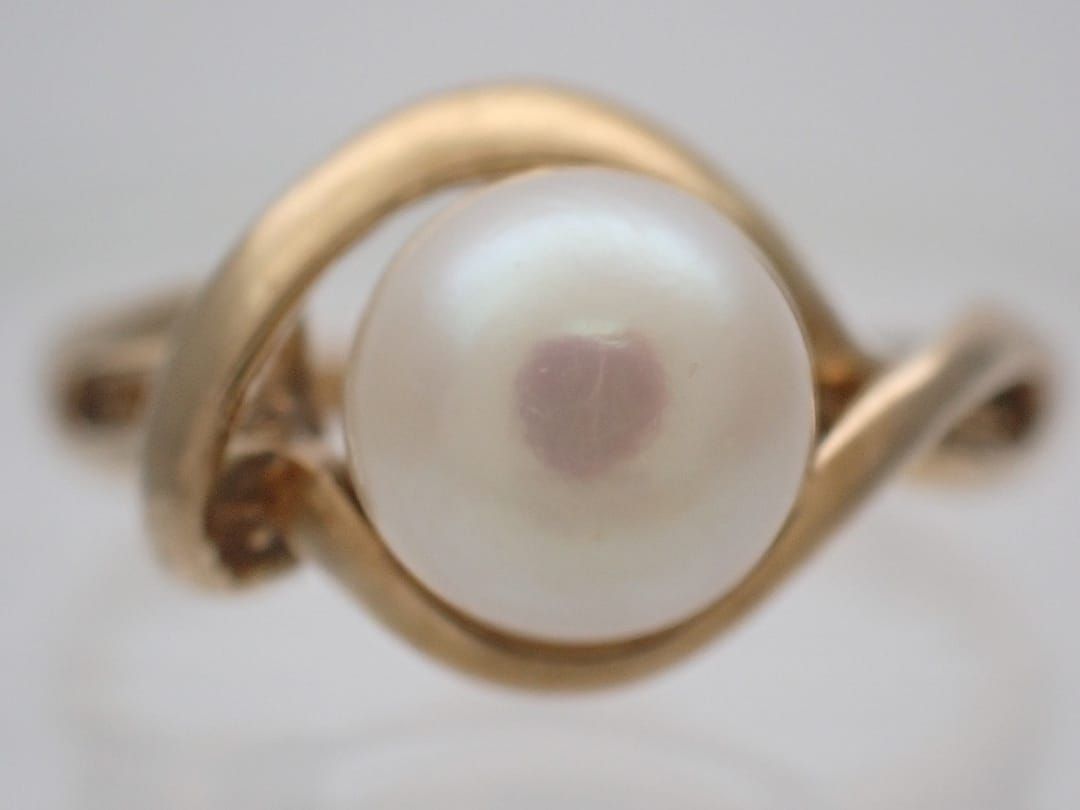 K18 イエローゴールド パールリング 11号 6.7mm 2.65g 中古B+ C-9215