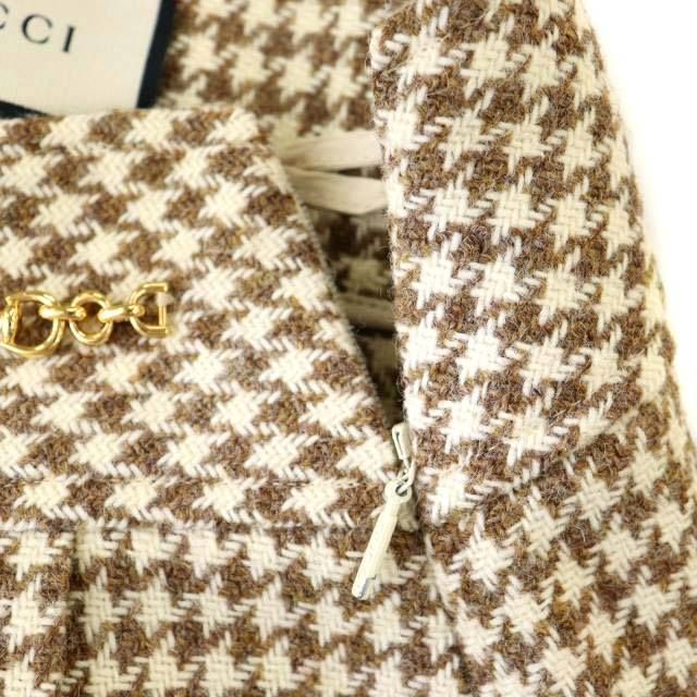 グッチ GUCCI GGマーモント 千鳥格子 ミニスカート 台形 モヘヤ混 36  