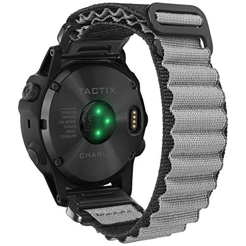 ブラック/グレー_26mm Torbollo ガーミンベルト ガーミンナイロンバンド 26MM Garmin Fenix 7X Sapphire Solar/ Fenix 7X Solar / Garmin Fenix 5X / Fenix 5X Plus /