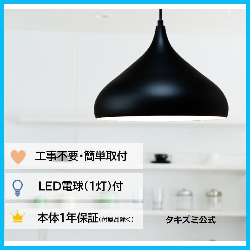 タキズミ Takizumi スチールセード ペンダントライト LED電球１灯付黒