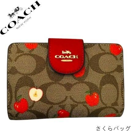 新品未使用 COACH コーチ 人気☆ 二つ折り財布 可愛い りんご柄 レディース 財布 - メルカリ