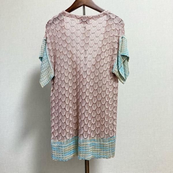 美品 M MISSONI かぎ編み カーディガン 七分袖 共布ベルト付き マルチ 美品 M MISSONI かぎ編み カーディガン 七分袖 共布ベルト付き