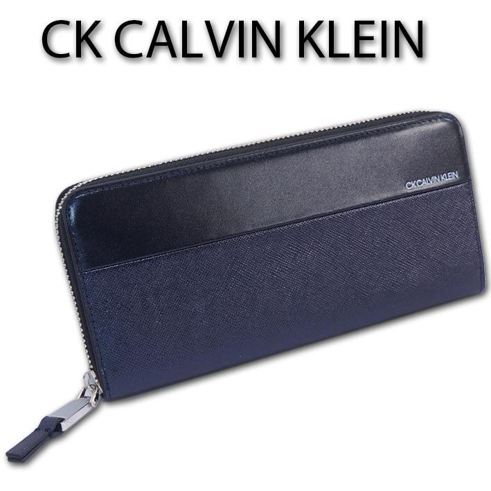 CKカルバンクライン CK CALVIN KLEIN 牛革 ラウンドファスナー 長財布 アロイ２ メンズ ネイビー 紺 定価19,800円 本革  レザー ギフト プレゼント 無料ラッピング可能 - メルカリ