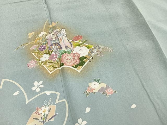 ［3145］［3925］訪問着 草花文 落款有 作家物 金彩 正絹 着物 袷 平和屋着物□訪問着 地紙草花文 金彩 正絹 逸品 AAAV4085es