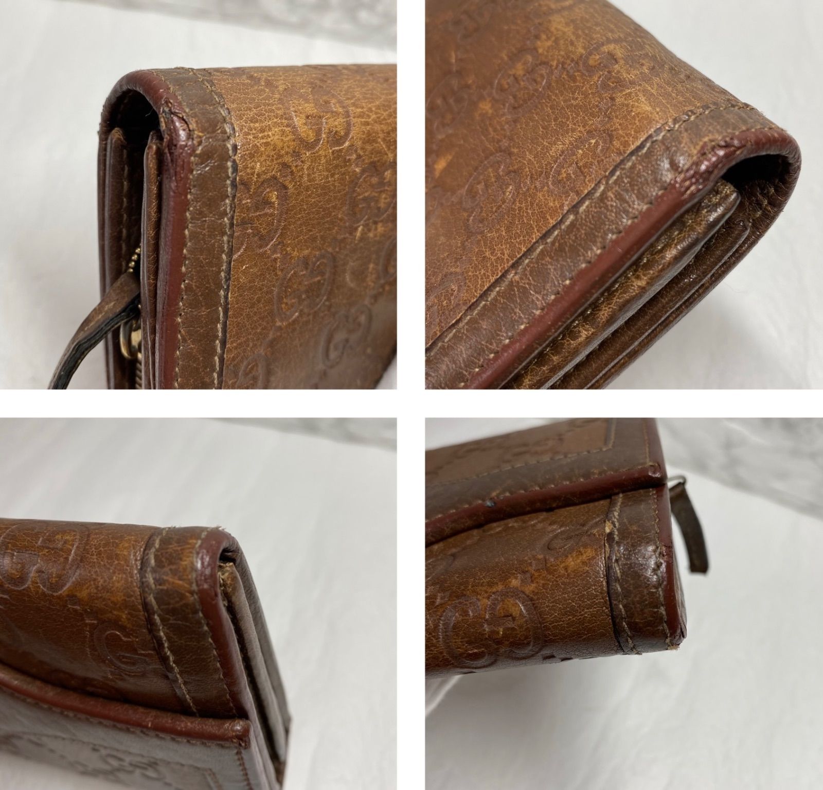 🧡美品🧡 GUCCI フラップ長財布 ブラウン茶 GGシマ インター