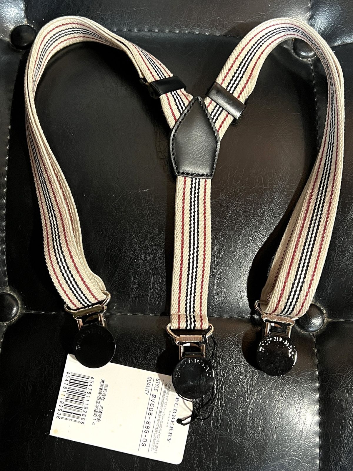 未使用 長期保管品 キッズ バーバリー サスペンダー 黒クリップ 子供 幼児 BURBERRY