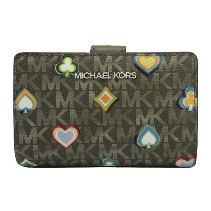 マイケルコース 二つ折り財布 MICHAEL KORS JET SET TRAVEL MKシグネチャー トランプ 35F5STVF6U OLIVE アウトレット レディース