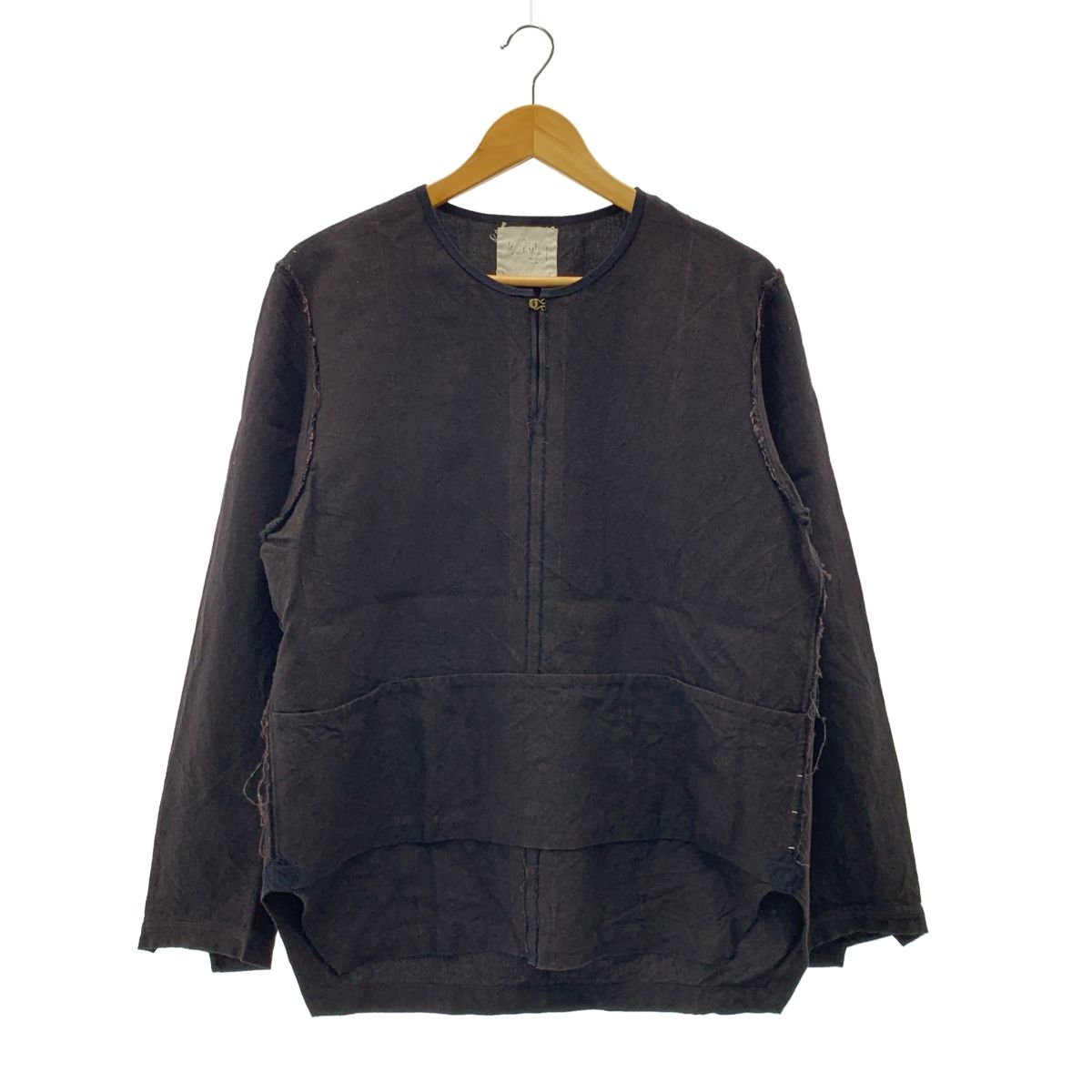 Araki yuu | アラキユウ | Atelier Tops Special Fabric リネン ウール ドビー織り アトリエトップス プルオーバーシャツ | 1 | ダークブラウン | メンズ