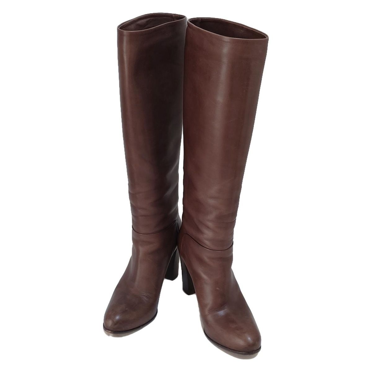 37 SARTORE ダブルベルト ロングブーツ ダークブラウン サルトル 24