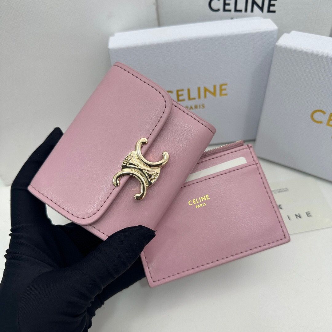 限定価格✨CELINE セリーヌ 財布 三つ折り財布 トリオンフ ピンク 