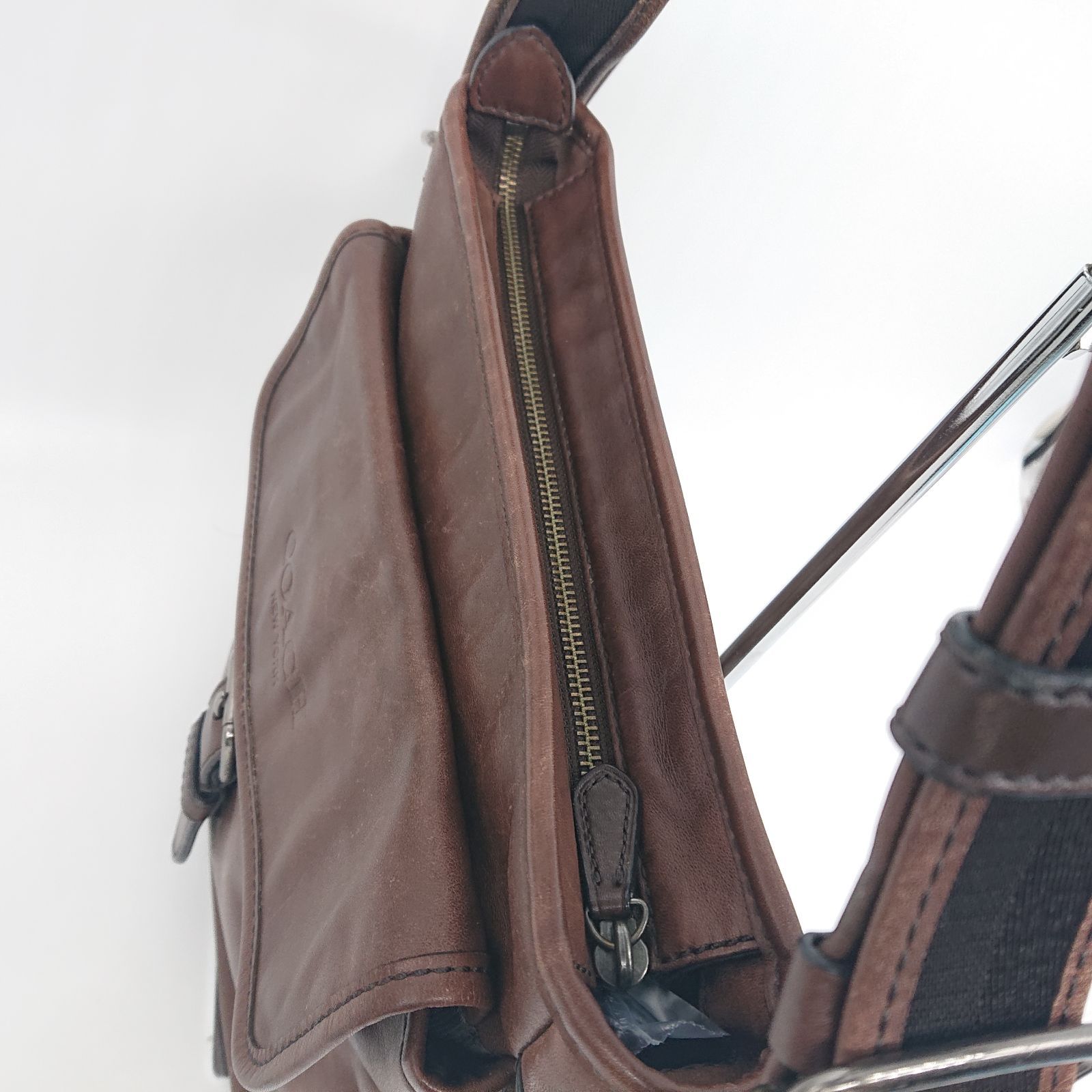 COACH コーチ ショルダーバッグ メッセンジャー ブラウン レザー