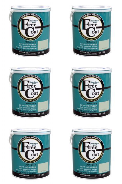 アトムハウスペイント 水性フリーコート 1.6 L スノーグリーン 6缶セット