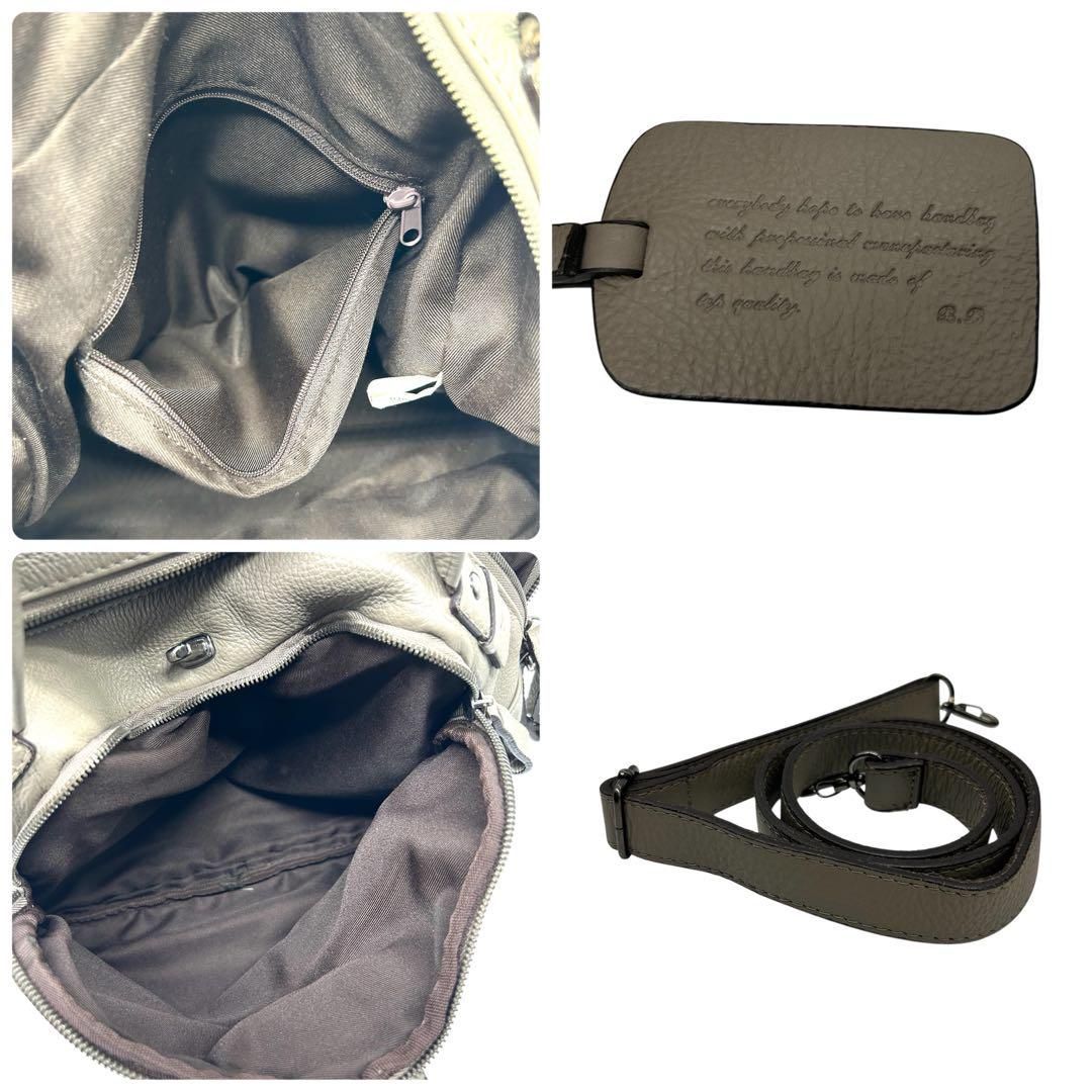 良品 1328 ヘイニ ロシェ ハンドバッグ 2way シボ革 グレージュ 良品 1328 ヘイニ ロシェ ハンドバッグ 2way シボ革 グレージュ