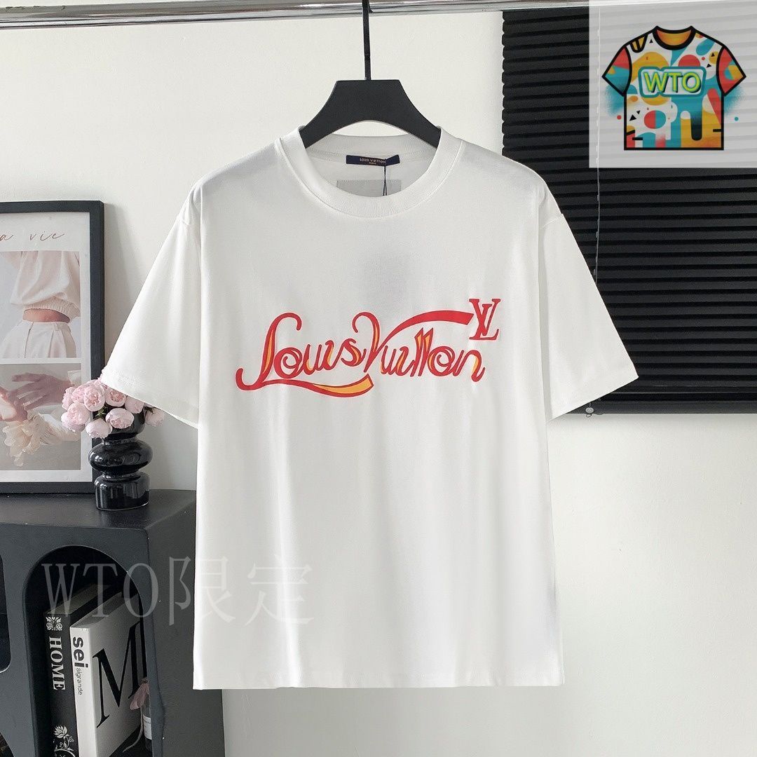 今日特価】Louis Vuitton LV Logo Print ショートスリーブ-1
