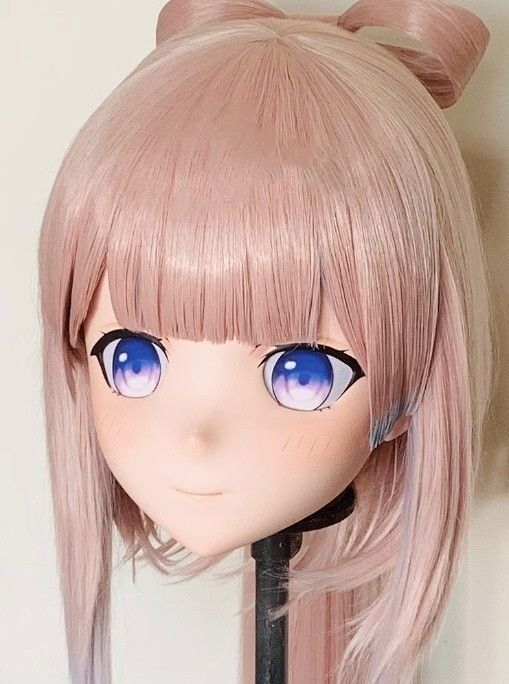未使用 全頭マスク カツラ付 ロック付 訳あり ドールヘッド ロリータ人形 powertechnologystore_full-face