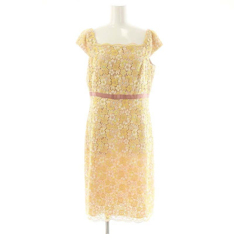 TOCCA トッカ　レースノースリーブワンピース　イエロー　4 トッカ TOCCA ケミカルレース ワンピース ひざ丈 ノースリーブ 4