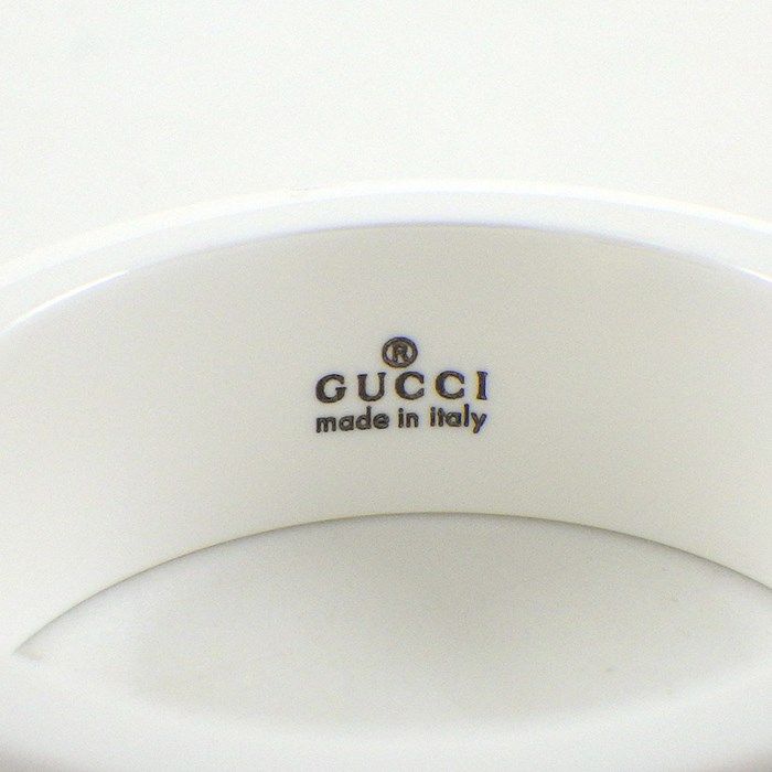 グッチ GUCCI リング アイコン GG ロゴ ホワイト セラミック K18YG 14  