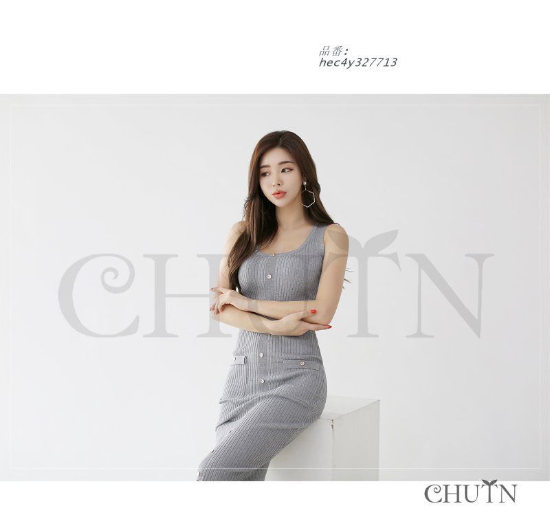 CHUTNタイトワンピースミニ タイトワンピース夏 韓国風 ニット