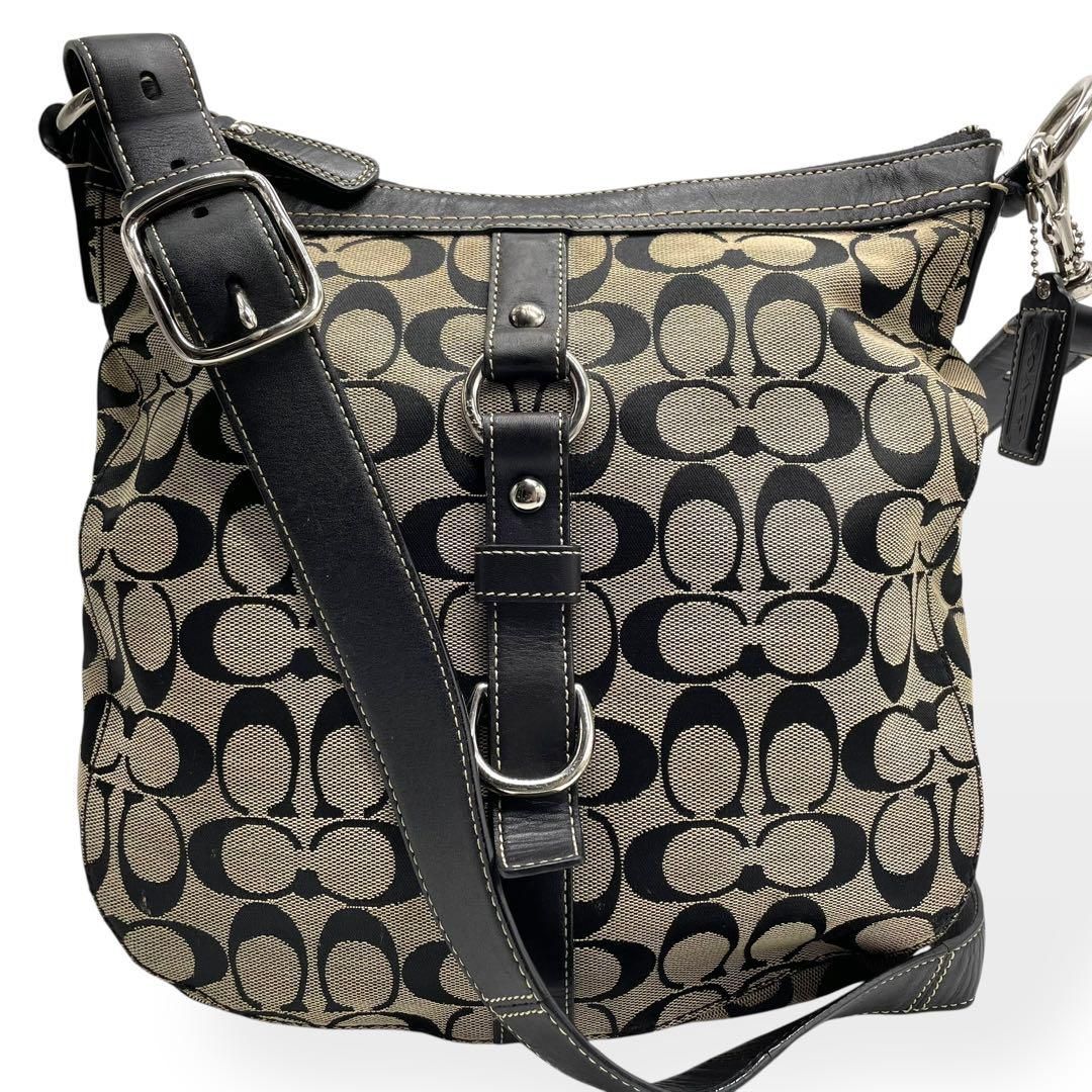 美品 COACH コーチ ショルダーバッグ シグネチャー キャンバス