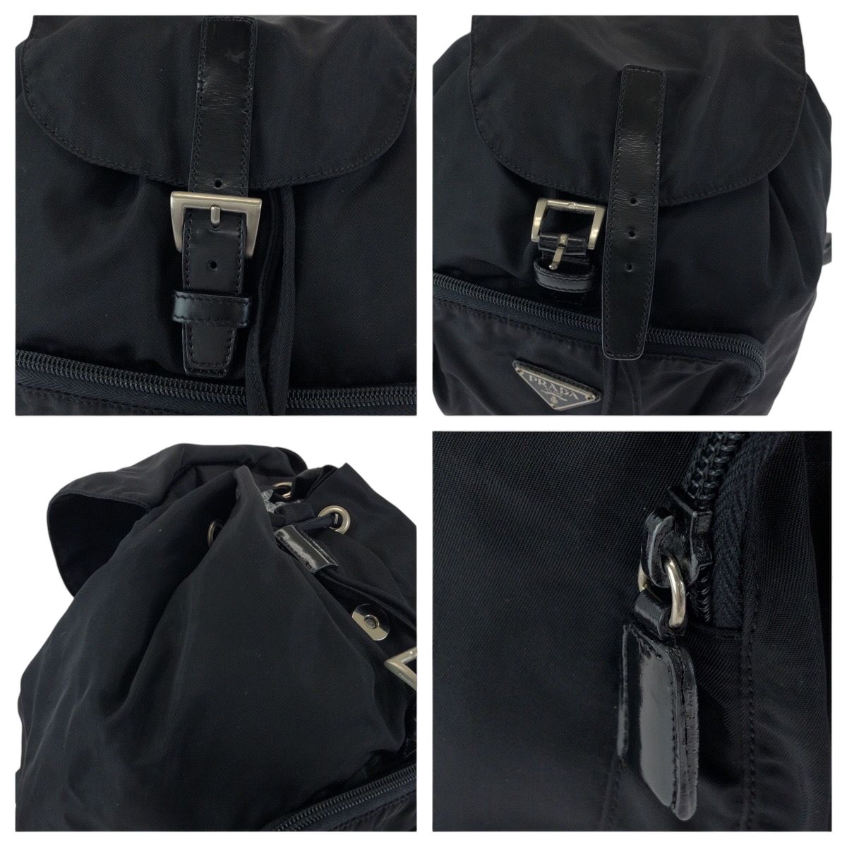 美品 PRADA プラダ テスート 三角ロゴプレート ブラック 黒