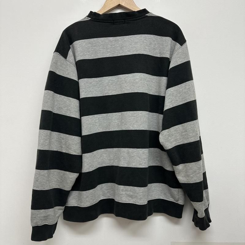 90s00s Stussy 長袖スウェット（カットソー）　ボーダー　紺タグ STUSSY ステューシー トレーナー 長袖 90s 紺タグ ロゴ刺繍