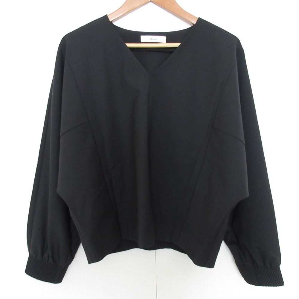 24AW ebure エブール サスティナブルライトウールVネックブルゾン 4010700604 サイズ38 ブラック レディース 古着