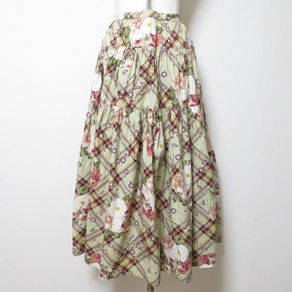 anc カネコイサオ KANEKO ISAO スカート 緑系 紫 花柄 チェック ロング