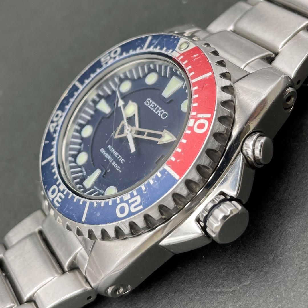 二次電池交換済】SEIKO キネティック 5M62-0BL0 ペプシベゼル KINETIC