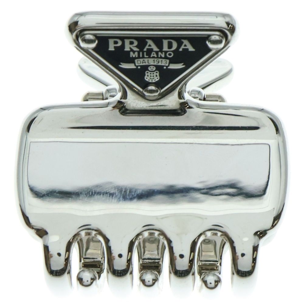 PRADA プラダ トライアングルロゴ ヘアクリップ ヘアバンド シルバー メタル 1IF087